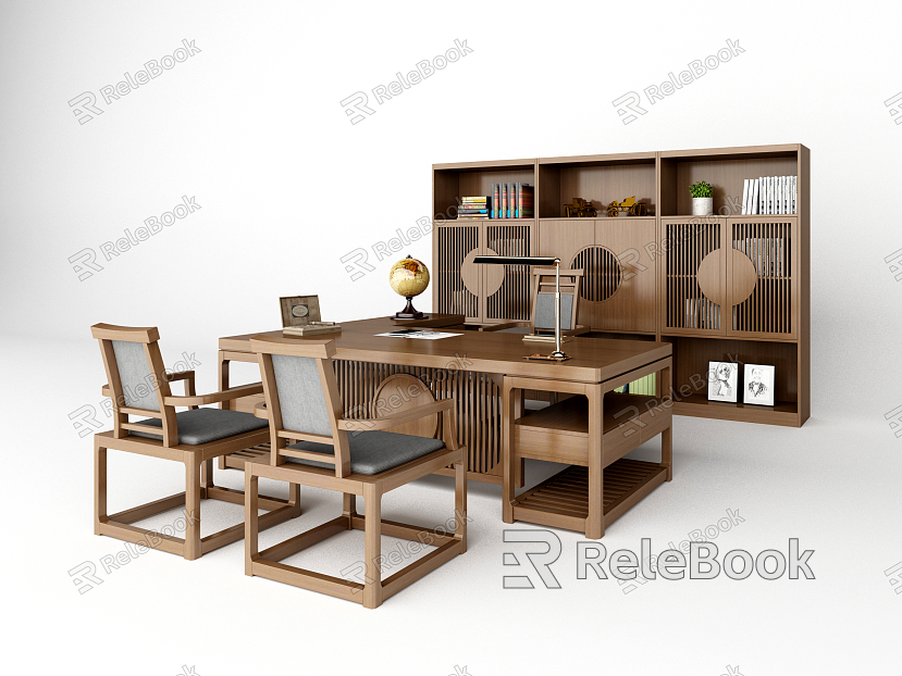 New Chinese Style Office Desk Chair Desk Combination model