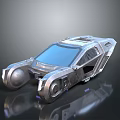 Futuristic Silver Hover Car With Sleek Design And Transparent Blue Windows 3d model