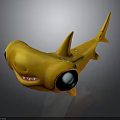 Yellow Cartoon Shark Toy With Big Smiling Eyes And Cute Appearance