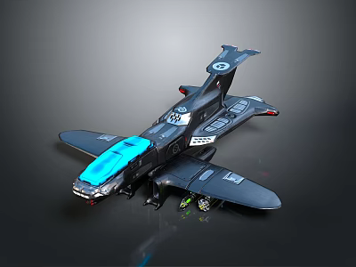 Sleek Black Toy Airplane Model With Blue Cockpit And Sci Fi Design Details 3d model