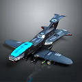 Sleek Black Toy Airplane Model With Blue Cockpit And Sci Fi Design Details