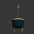Elegant Teal Bathtub With Gold Accents And Classic Shower Fixture