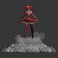 Red Doll Figure Standing On Transparent Crystal Decorative Base