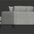 Gray Fabric Sectional Sofa with Orange Gray and Black White Striped Pillows Modern Living Room