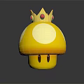 Golden Mushroom Shaped Living Goods Decorative Item Featuring Crown Top Red Gemstones And Illuminated Design