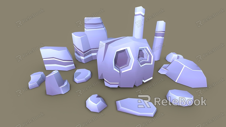 Low Polygon Style Rock Cartoon Rock Cartoon Stone Styled Rock Low Poly Rock model