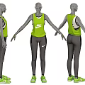 Nike Green Sports Vest And Gray Tights With Matching Green Sneakers
