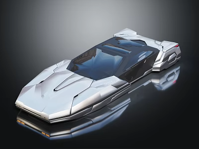 Futuristic Silver Concept Sports Car With Sleek Aerodynamic Design And Transparent Roof 3d model