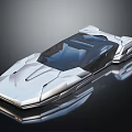 Futuristic Silver Concept Sports Car With Sleek Aerodynamic Design And Transparent Roof