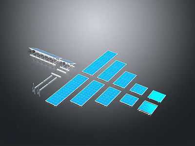 Computer Solar Power Accessory With Blue Panels And Metal Support Structure 3d model