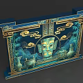 Traditional Chinese Style Photo Spot With Blue Gold Decorations Cloud Patterns Bamboo And Mask