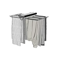 Hanging Casual Pants on Black Hanger with Various Colors Gray Beige Black and Drawstring Detail