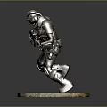 Game Movie Character in Tactical Armor Holding Assault Rifle Dynamic Combat Stance on Base Stand