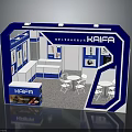 KAIFA Exhibition Booth With Blue And White Design Display Cabinets Tables And Chairs
