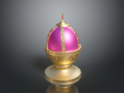 Ornate Pink And Gold Weapon Featuring Spherical Shape Spiked Top And Golden Base 3d model