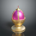 Ornate Pink And Gold Weapon Featuring Spherical Shape Spiked Top And Golden Base