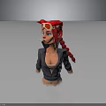3D Character With Red Hair Long Braid Goggles Red Hat Blue Jacket And White Top