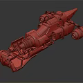 Futuristic Sci Fi Spaceship With Detailed Red Brown Mechanical Industrial Design