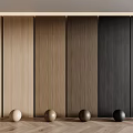 Modern Wooden Wall Panels In Various Tones With Decorative Spheres