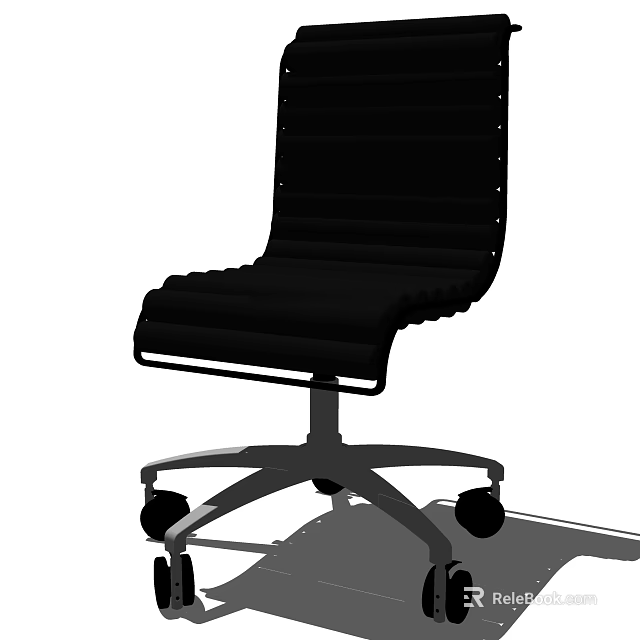 Black Office Chair With Modern Design Padded Seat Back And Metal Base Wheels 3d model 