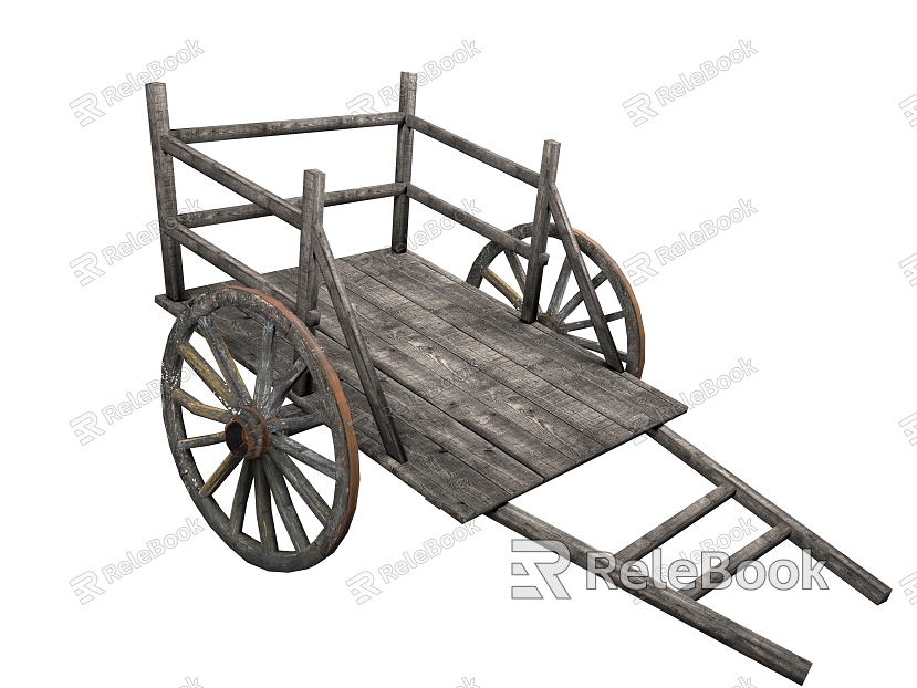 Retro carriage ox cart hand cart flatbed truck model