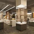 Modern Exhibition Hall With Glass Display Cases White Pedestals And Artifacts Exhibits