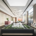 Sales Office Modern Interior With Model Display Greenery And Large Windows