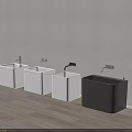 Modern Bathroom Accessories Wall Mounted White And Gray Basins With Faucets