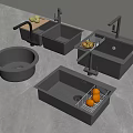 Stainless Steel Kitchen Sinks With Modern Faucet And Fruit On Countertop