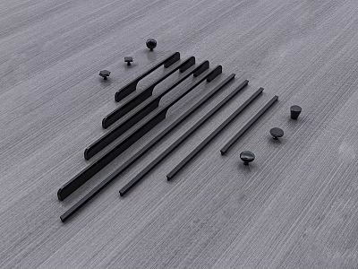 Black Metal Cabinet Drawer Handles With Sleek Modern Design And Various Lengths 3d model