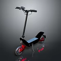Modern Black Electric Scooter With Red Wheels And Reflective Design Features 3d model
