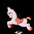 Pink Spring Rocking Horse With Red Mane Tail Saddle Black Spring Base And White Platform