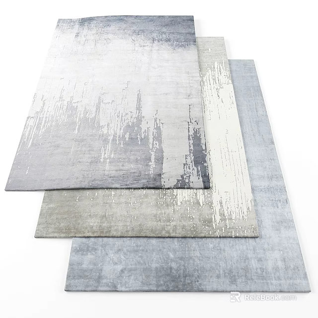 Modern Square Rugs With Abstract Textured Patterns In Neutral Gray Tones 3d model