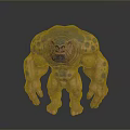 Muscular Game And Movie Monster Character With Orange Blue Spots And Bulging Face