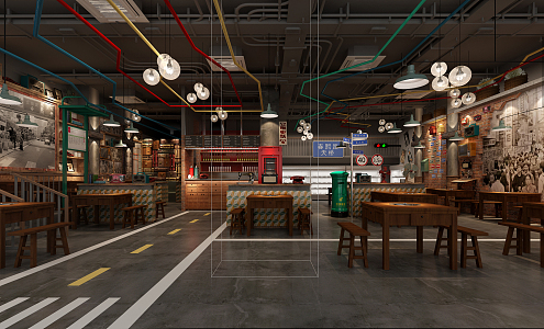 Industrial LOFT Hot Pot Shop Age Hot Pot Shop 3d model