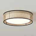 Elegant Round Woven Ceiling Light With Black Frame And White Illumination 3d model