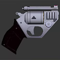 Modern Silver Pistol With Red Accent Dark Grip And Mechanical Design Features 3d model