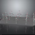 Renewable Energy Wind Turbines Model With Multiple Units On Reflective Platform