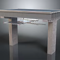 Modern Industrial Furniture Featuring Concrete Pillars And Metal Frame Platform