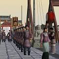 Traditional Chinese Commercial Street with Bustling Pedestrians and Ancient Style Shops