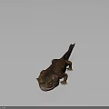 Realistic 3D Model Of Red Brown Salamander Like Creature With Sharp Teeth And Prominent Eyes