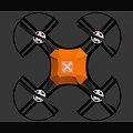 Orange Quadcopter Drone With Black Frame Propeller Guards And Modern Design 3d model