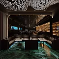 Modern Stylish Bar Interior Design With Unique Chandelier And Comfortable Seats
