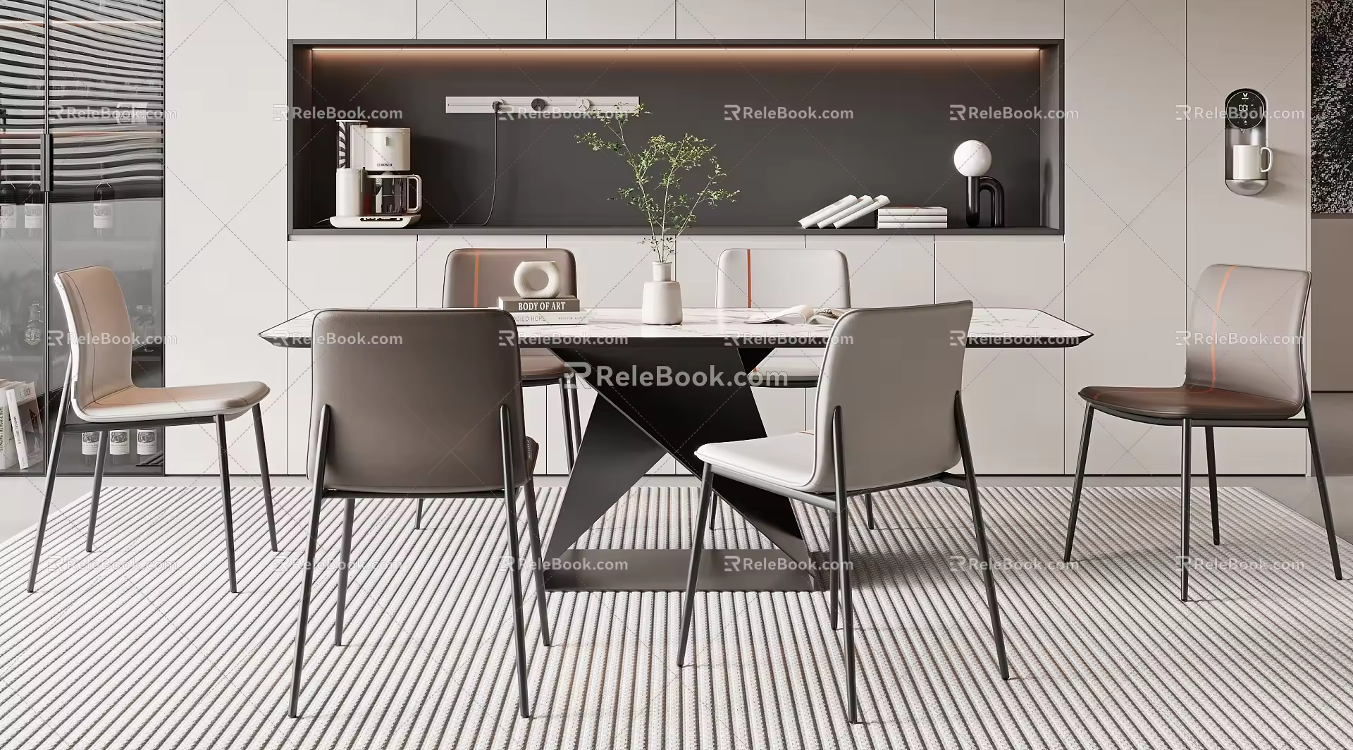 Modern Dining Table and Chair Combination 3d model