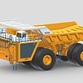 Large Yellow Mining Dump Truck With Multiple Wheels Cab And Railings 3d model