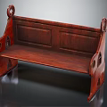 Solid Mahogany Wood Outdoor Bench With Carved Armrests And Classic Sturdy Legs