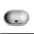 Modern White Oval Bathroom Washbasin With Central Drain And Faucet Holes