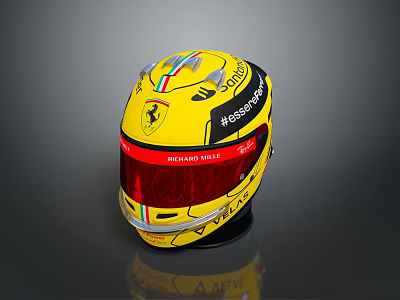Ferrari Themed Weapon Helmet with Charles Leclerc Logo and Red Visor 3d model
