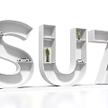 3D SU7 Letters With Internal Shelves Featuring Decorative Plants And Books