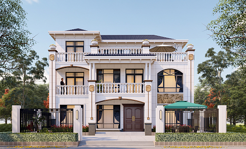 European-style single-family villa 3d model